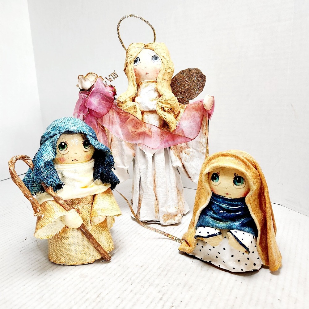 Paper MACHE’ ORIGINALS Lakewood Ohio Set/3 Nativity Sculptures HTF Rare Christma